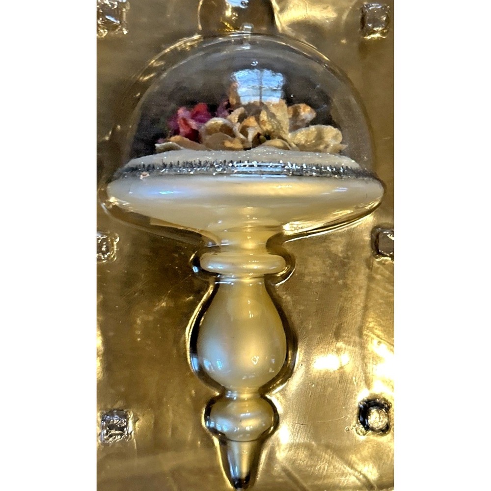Vtg Glass Pink Rose Cloche Style Ornament FINIAL Flower Dillard's Trimmings 6.75